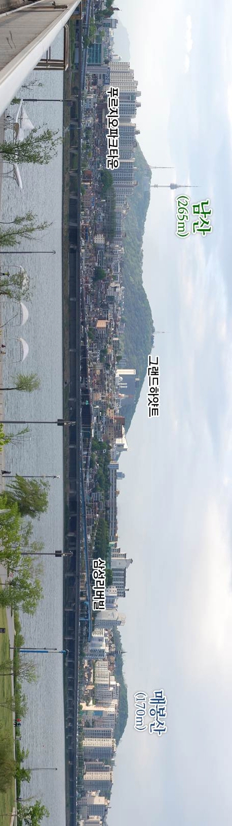 ⑨ 반포대교 남단(찍은 곳) ~ 남산, 매봉산(바라본 곳)