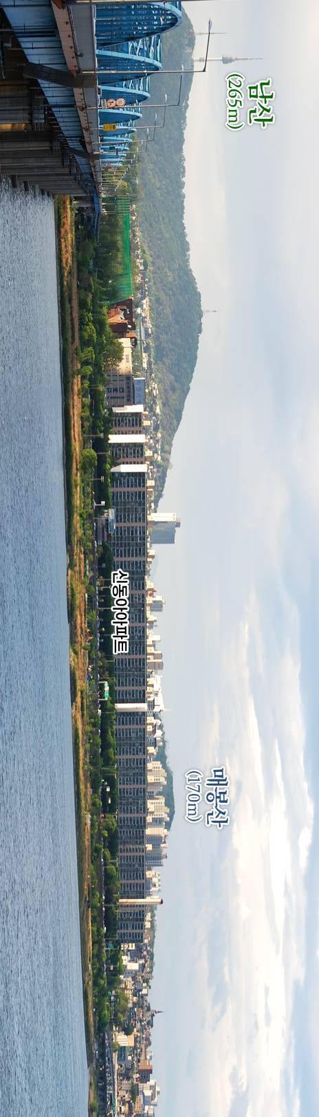 ⑥ 동작대교 남단(찍은 곳) ~ 남산, 매봉산(바라본 곳)