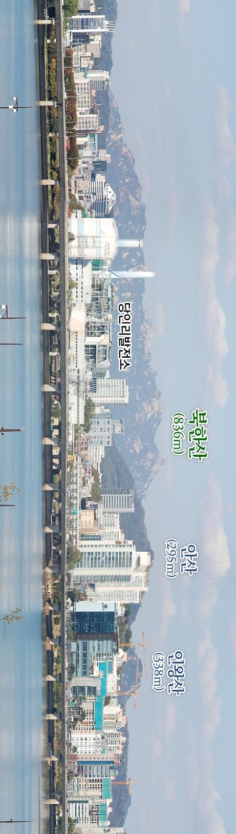 ② 여의도 국회사랑재(찍은 곳) ~ 북한산, 안산, 인왕산(바라본 곳)