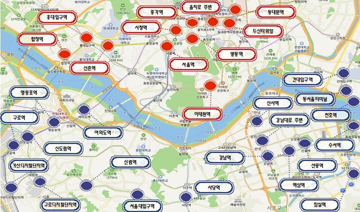 승차거부 악명 높은 곳! 시민의 의견을 들어 집중 단속합니다. 단속이 필요한 지역을 선택해주세요
