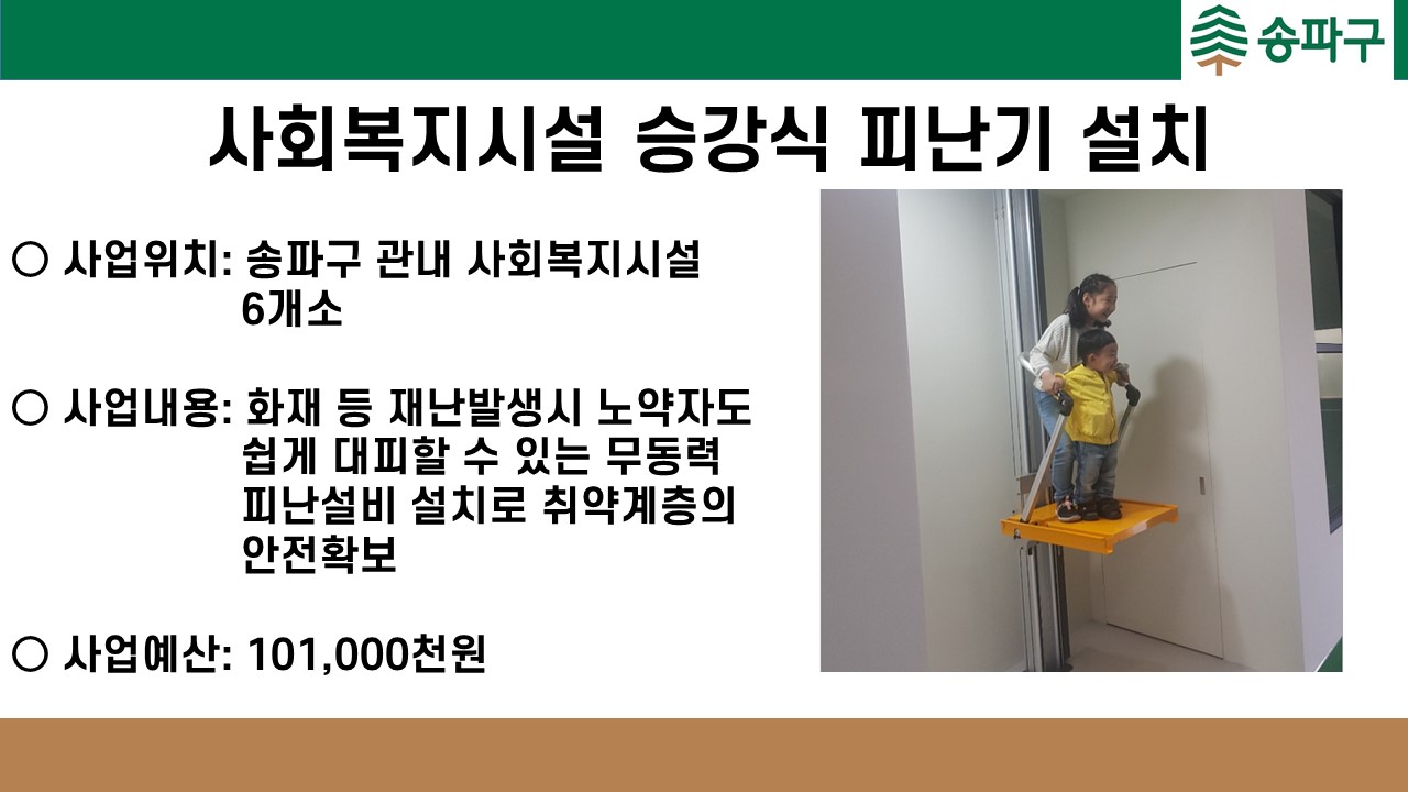 사회복지시설 승강식 피난기 설치