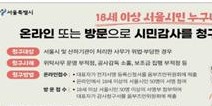 서울특별시

18세 이상 서울시민 누구나
온라인 또는 방문으로 시민감사를 청구

청구대상 : 서울시 및 산하기관이 처리한 사무가 위법 부당한 경우
청구사례 : 위탁사무 운영 부적정, 공사감독 소홀, 보조금 집행 부적정 등
청구방법 
- 온라인 접수 : 대표자가 전자서명 등록신청 시민감사옴부즈만위원회에 제출
온라인에서 25세 이상의 서울시민 50명이 서명 참여
- 방문 접수 : 25세 이상 서울시민 50명 이상의 서명부 첨부하여 대표자가 감사청구서를 시민감사옴부즈만위원회에 제출