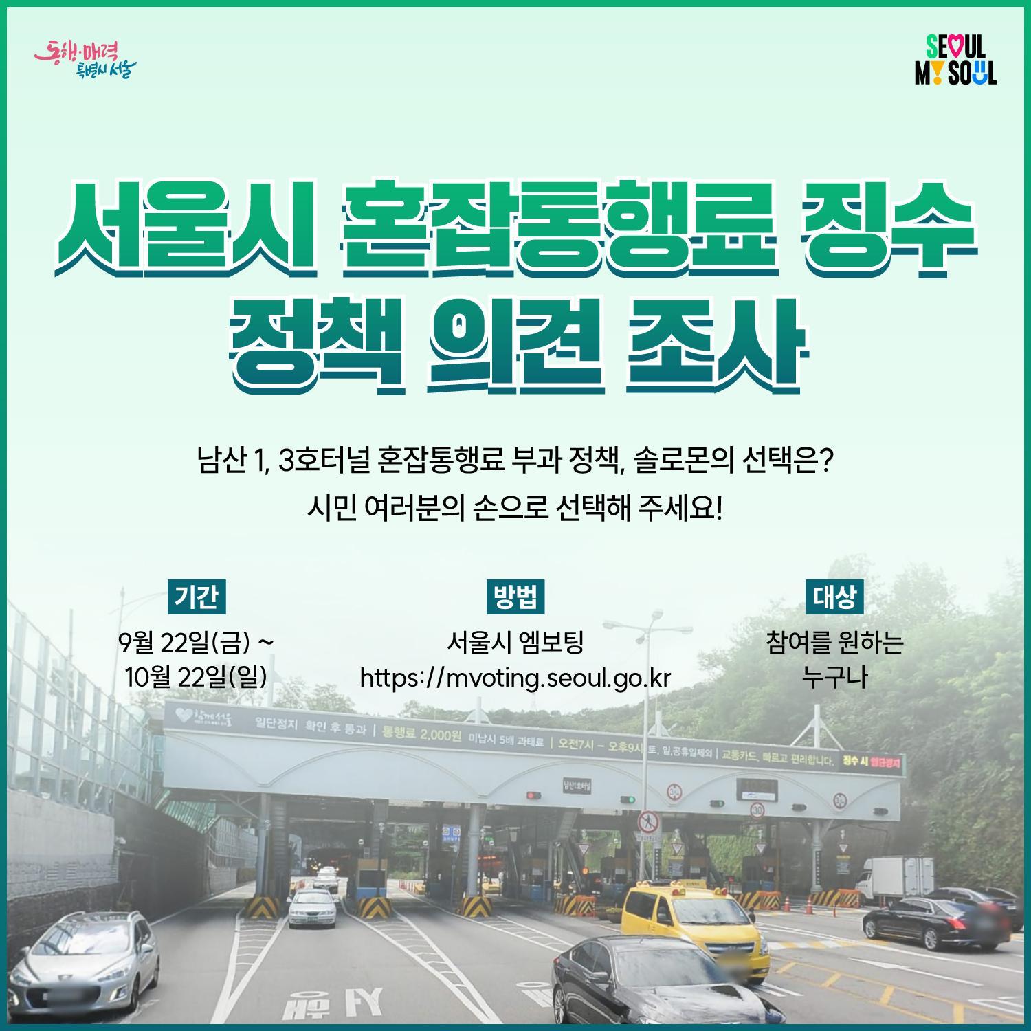 서울시 혼잡통행료 징수 전반에 대한 의견 조사