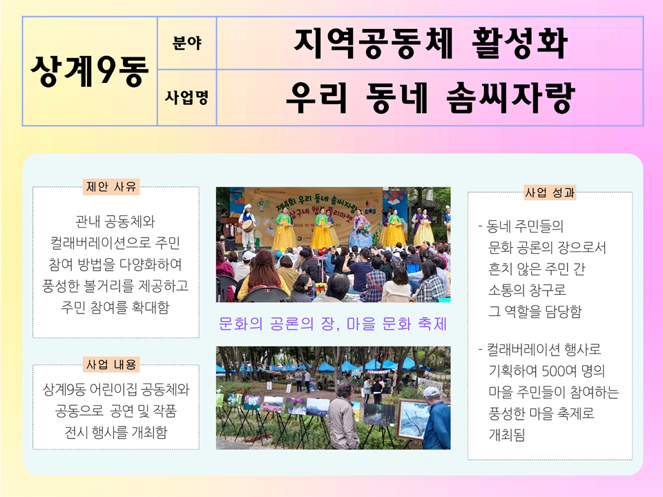 18) 상계9동 <우리 동네 솜씨자랑>