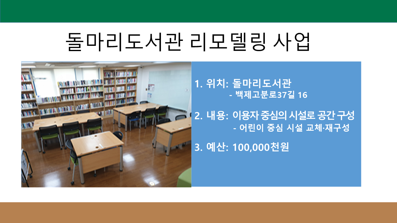 돌마리도서관 리모델링 사업