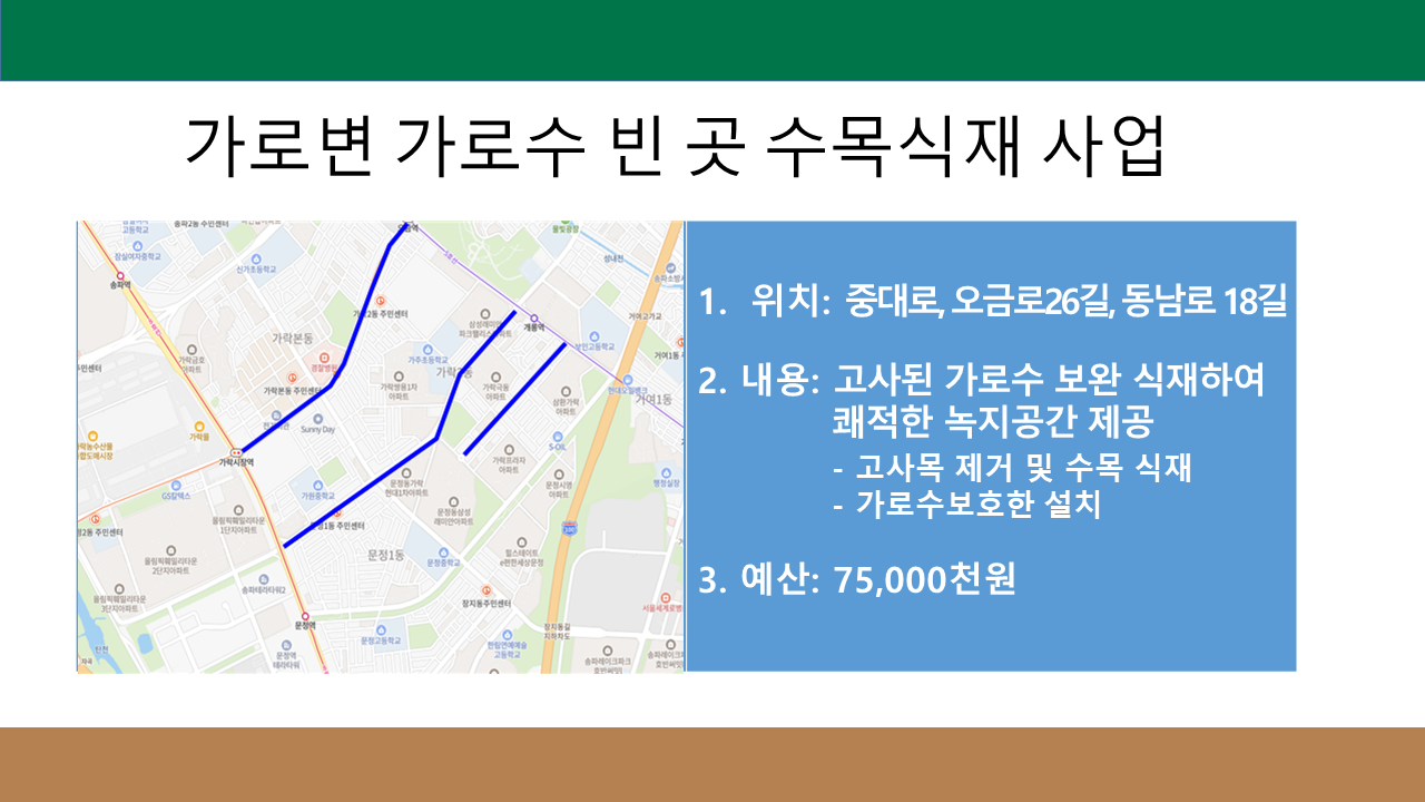 가로변 가로수 빈 곳 수목식재 사업
