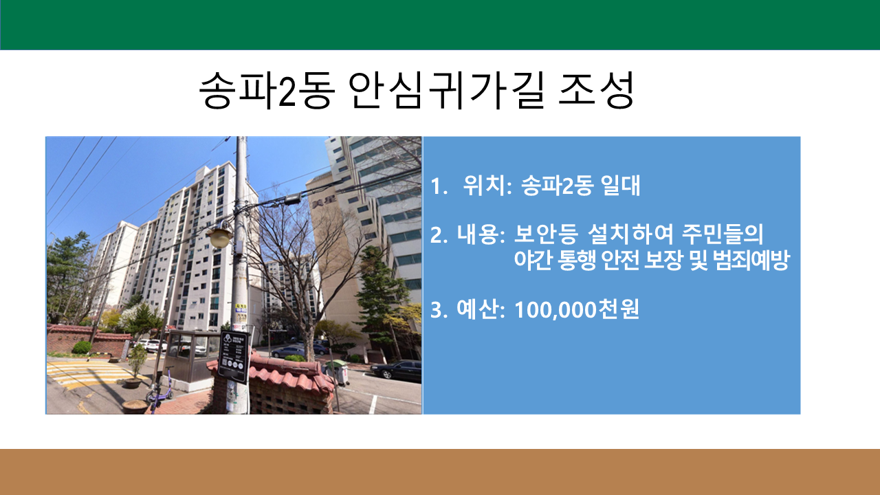 송파2동 안심귀가길 조성