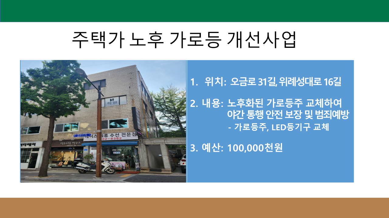 주택가 노후 가로등 개선사업