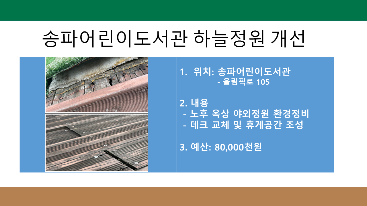 송파어린이도서관 하늘정원 개선