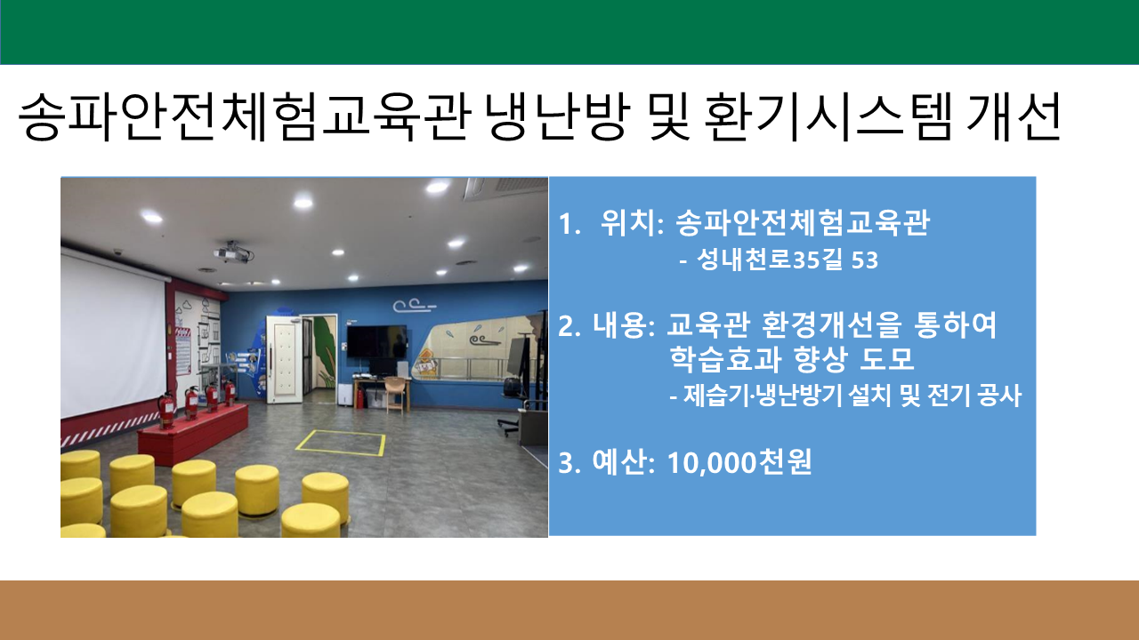 송파안전체험교육관 냉난방 및 환기시스템 개선