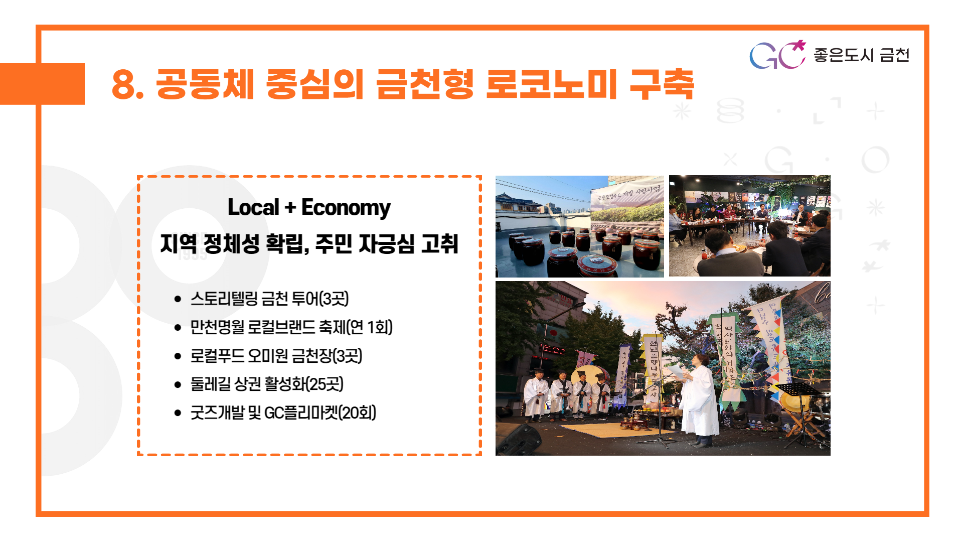 공동체 중심의 금천형 로코노미 구축 (금천구 자원을 활용한 로컬브랜드 개발 등 공동체 경제 활성화)