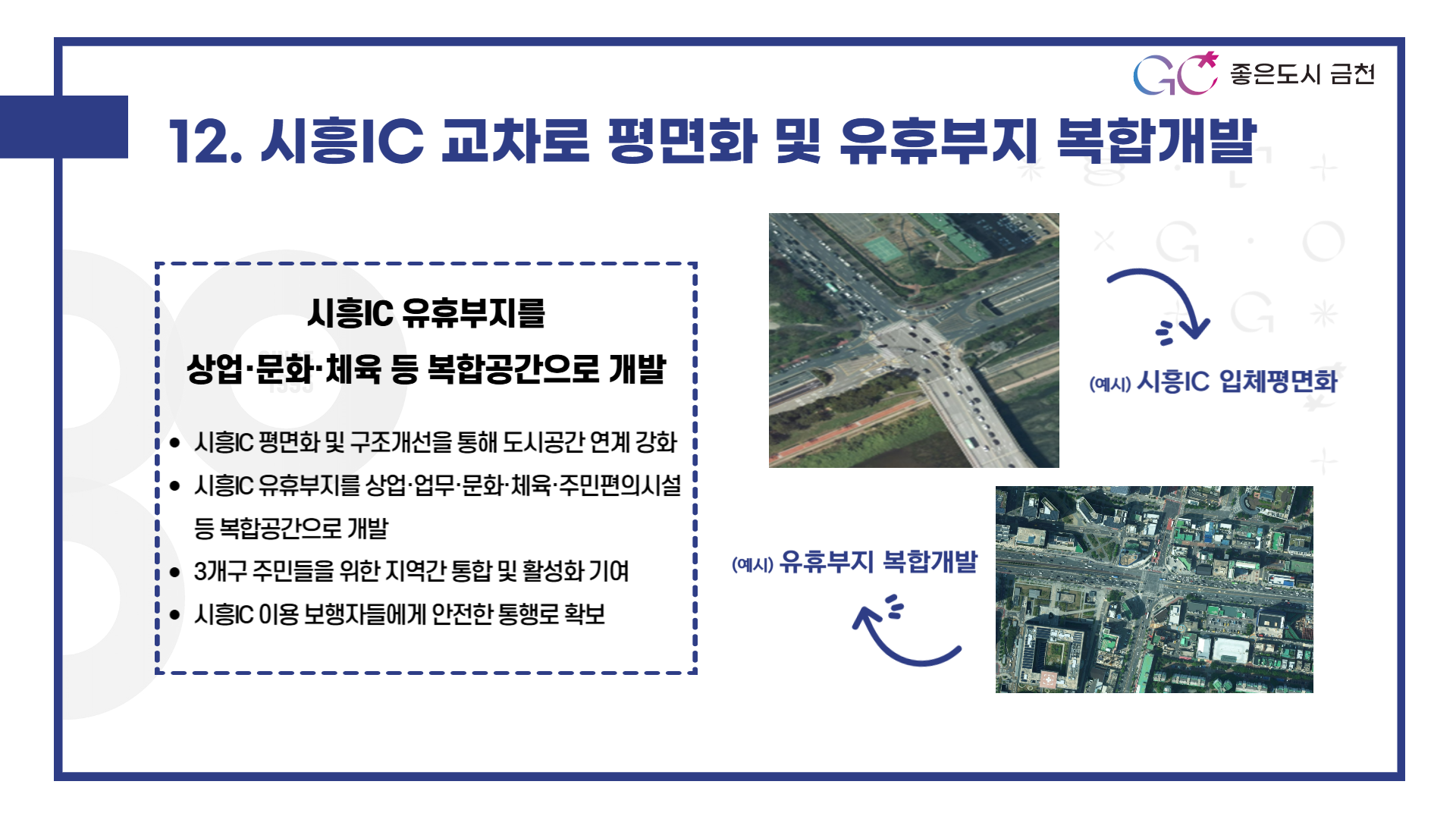 시흥IC 교차로 평면화 및 유휴부지 복합개발 (시흥IC 평면교차로 설치로 보행 안전편의를 향상하고, 유휴부지 복합개발로 다양한 공간활용 증대와 지역 활성화)