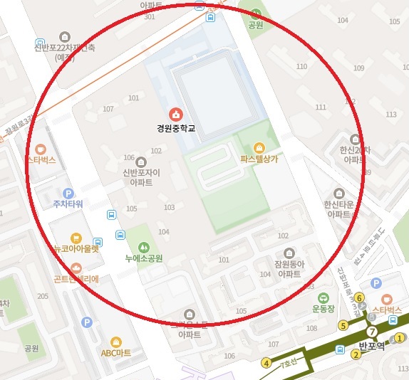 (반포3동) 경원중학교 일대 자전거 거치대 추가 설치