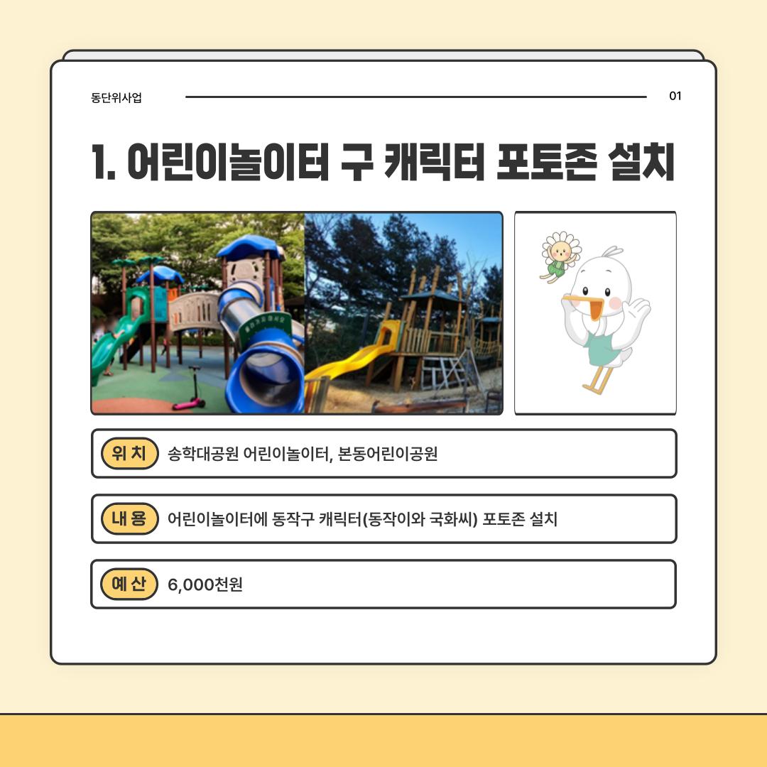 1. 어린이놀이터 구 캐릭터 포토존 설치 [노량진1동]