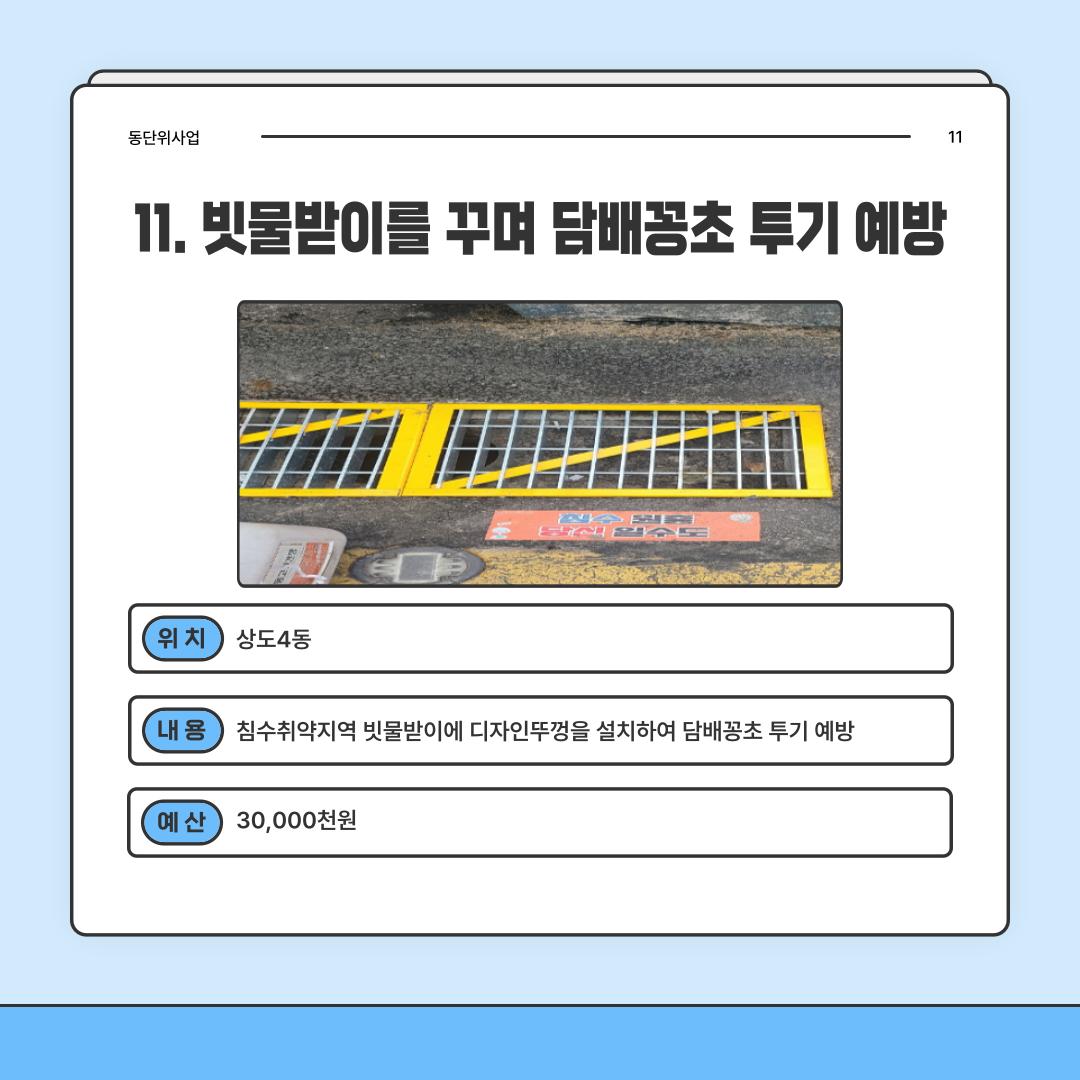 11. 빗물받이를 꾸며 담배꽁초 투기 예방 [상도4동]