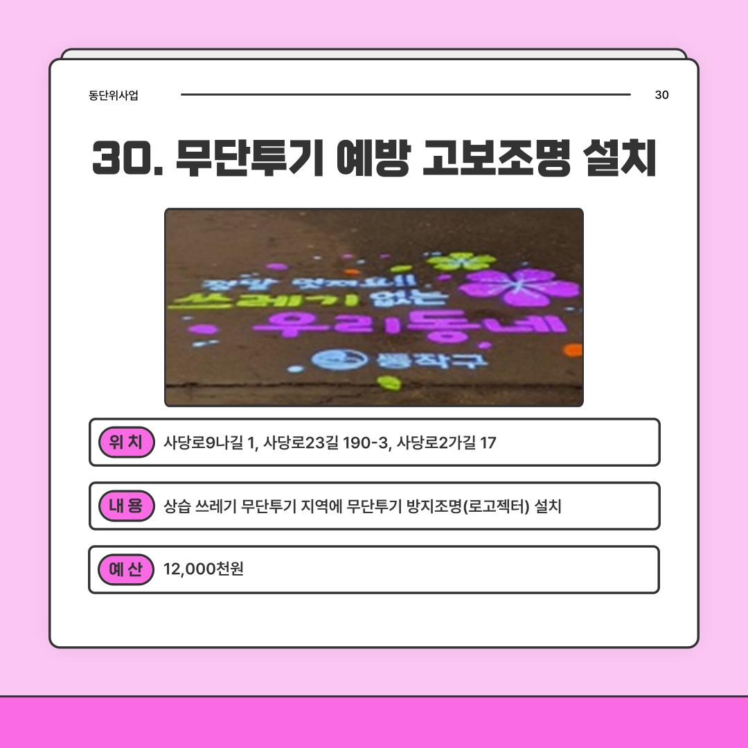 30. 무단투기 예방 고보조명 설치 [사당3동]