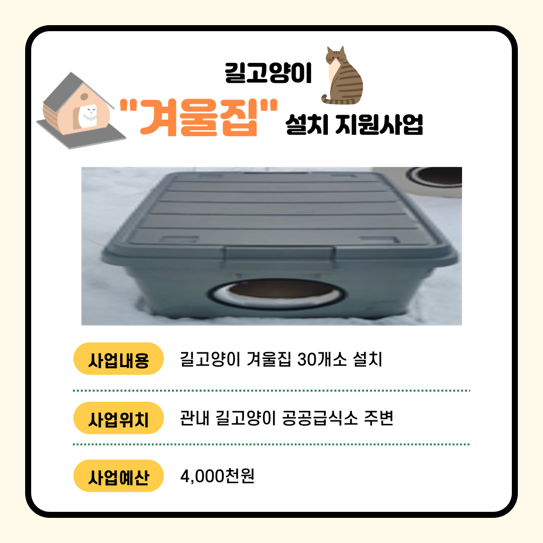 (경제·문화·관광) 길고양이 겨울집 설치 지원 사업
