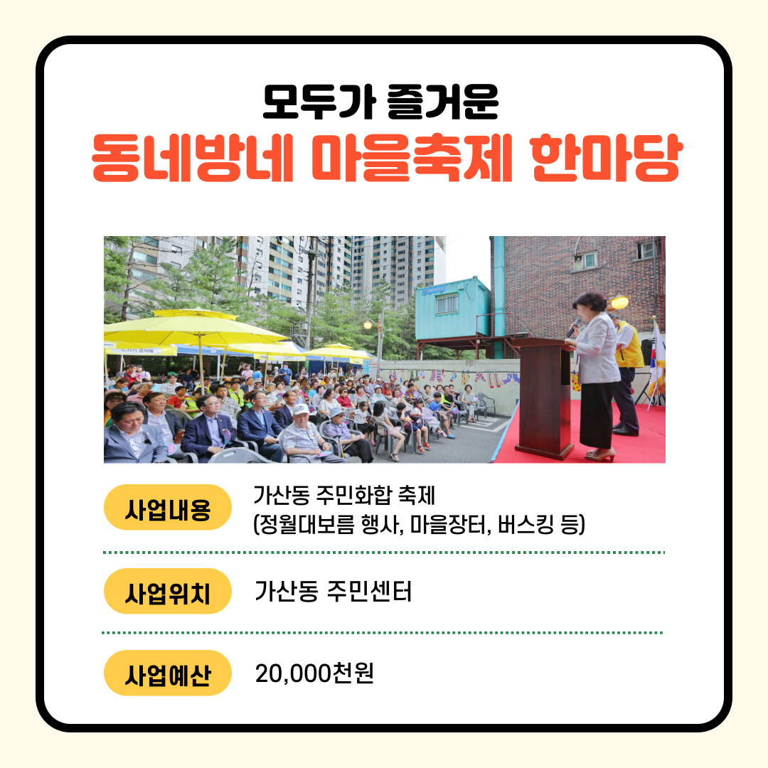 (경제·문화·관광) 모두가 즐거운 동네방네 마을축제 한마당