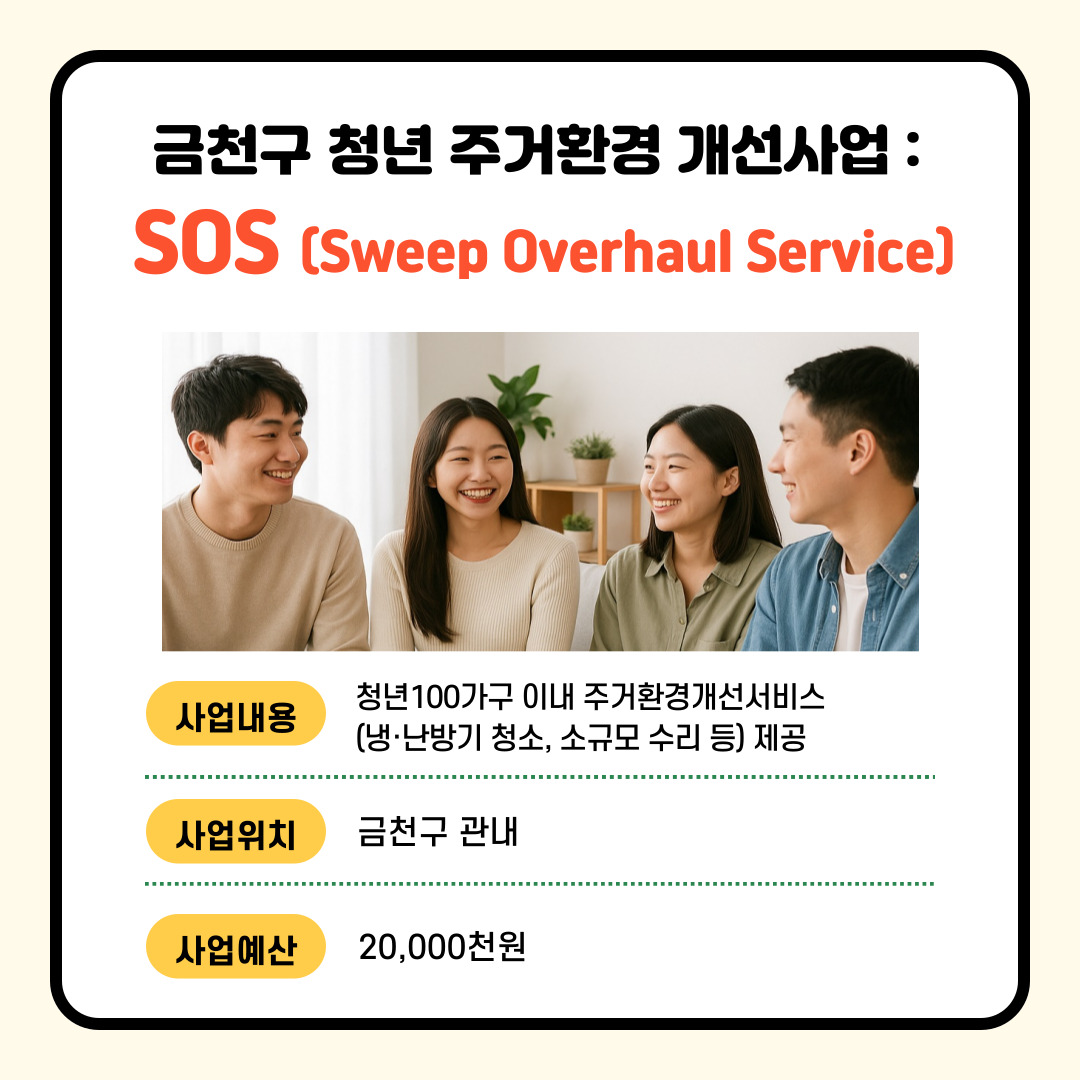 (경제·문화·관광) 금천구 청년 주거환경 개선사업 SOS(Sweep Overhaul Service)