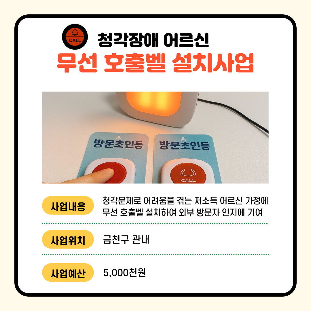 (복지·여성) 청각장애 어르신 무선 호출벨 설치사업