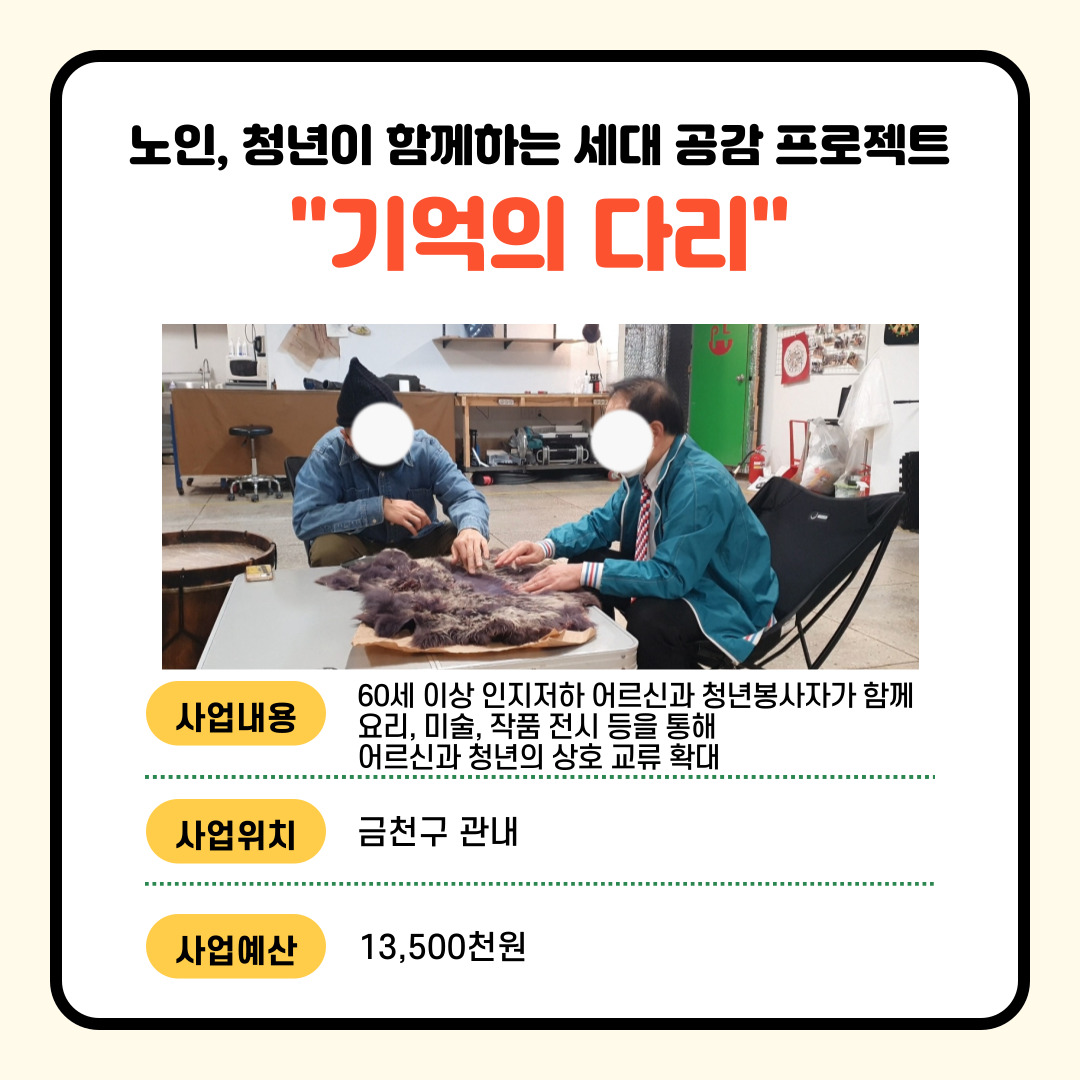(복지·여성) 노인, 청년이 함께하는 세대 공감 프로젝트 기억의 다리