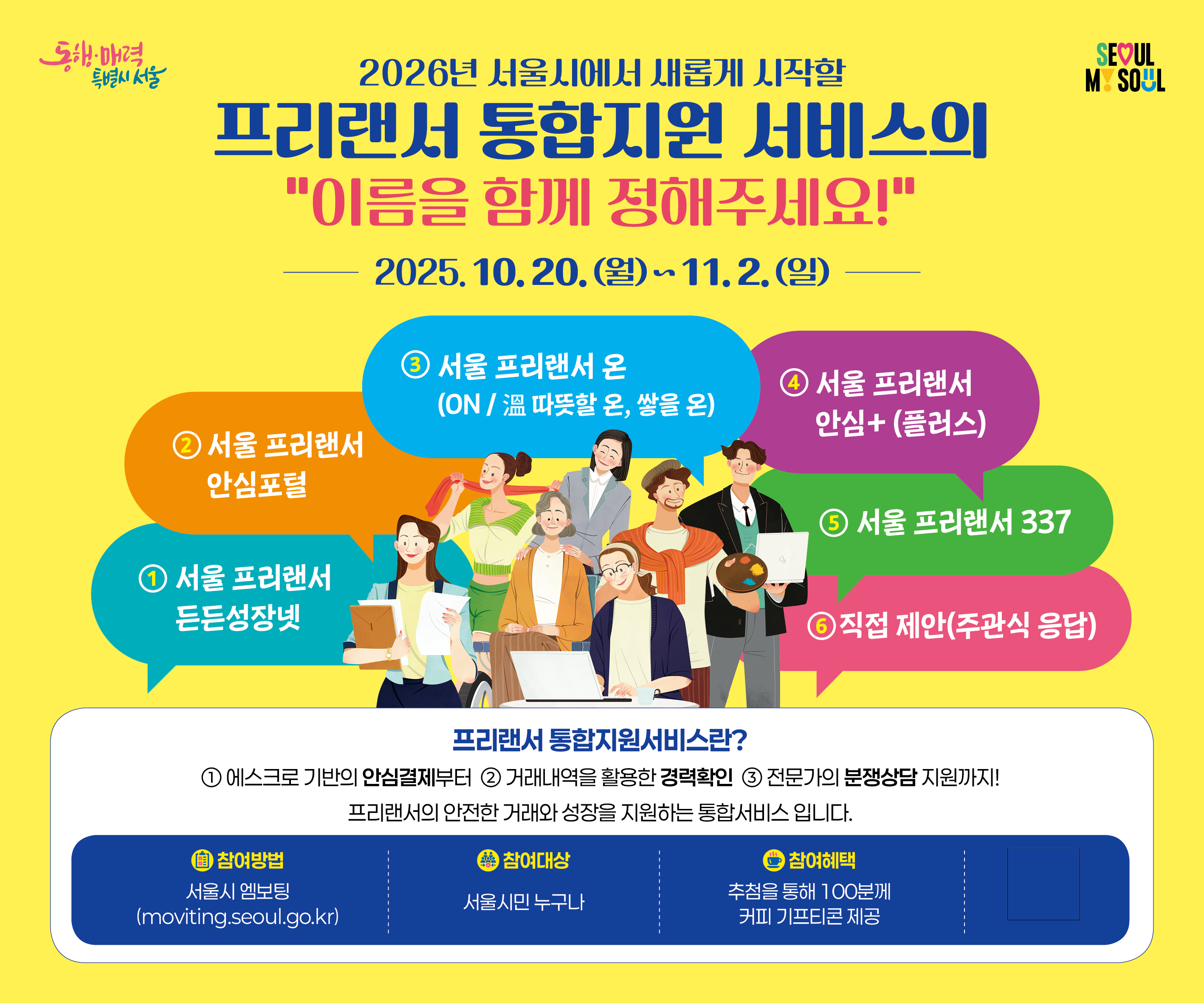 서울시 '프리랜서 통합지원 서비스'의 이름을 함께 정해주세요!